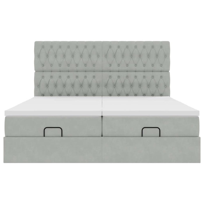 Cadru de pat otoman cu saltele Gri deschis 180x200cm catifea - WALTI WALTI