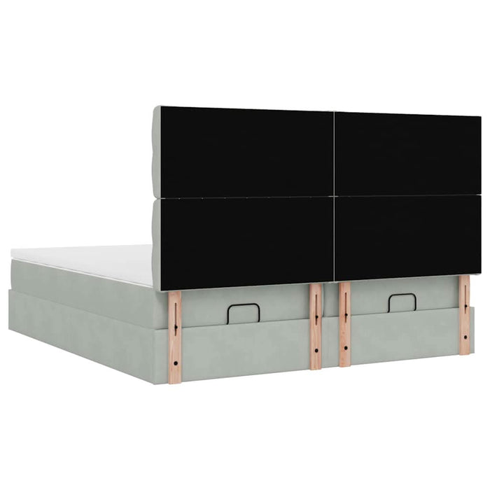 Cadru de pat otoman cu saltele Gri deschis 180x200cm catifea - WALTI WALTI