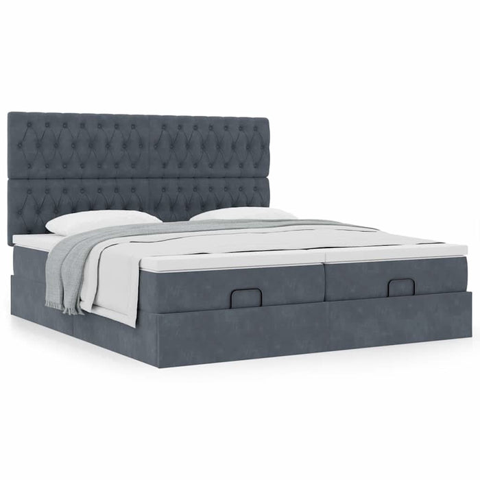 Cadru de pat otoman cu saltele Gri închis 180x200cm catifea - WALTI WALTI