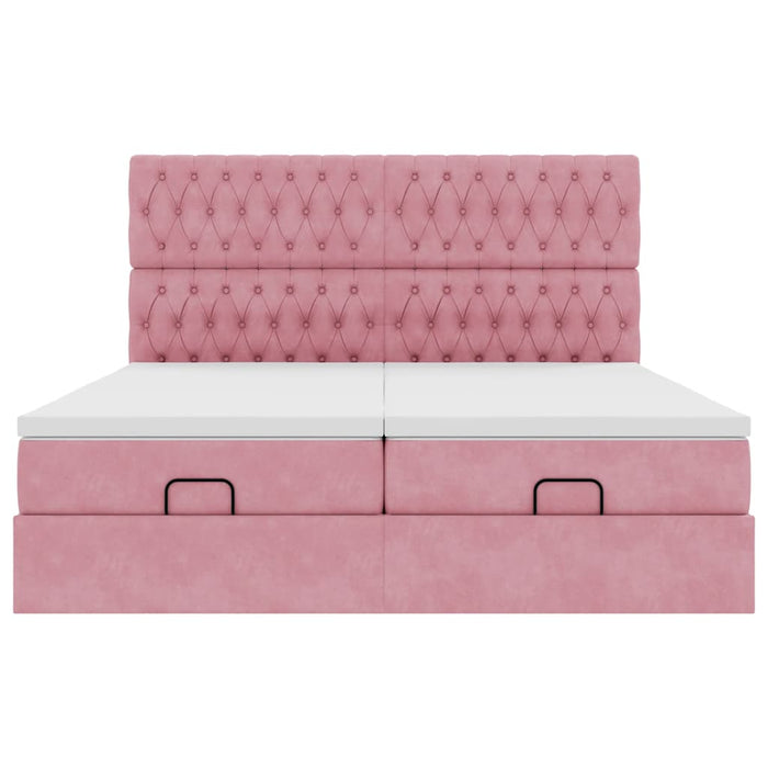 Cadru de pat otoman cu saltele Roz 180x200cm catifea - WALTI WALTI