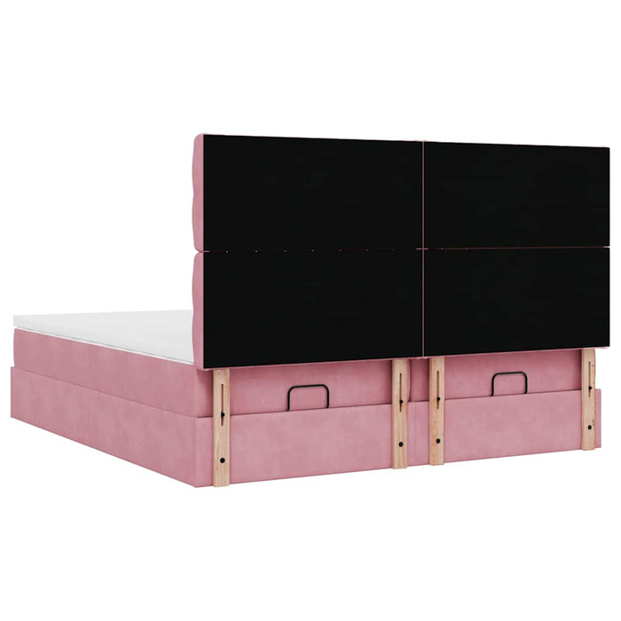 Cadru de pat otoman cu saltele Roz 180x200cm catifea - WALTI WALTI