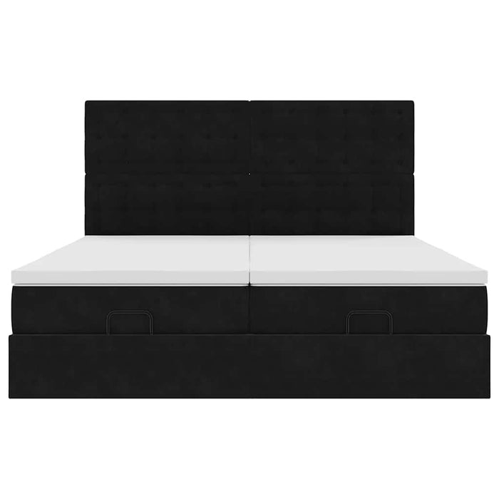 Cadru de pat otoman cu saltele, catifea neagră 160x200cm - WALTI WALTI