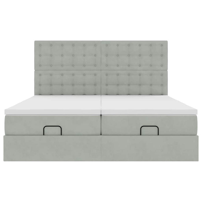Cadru de pat otoman cu saltele Gri deschis 180x200cm catifea - WALTI WALTI