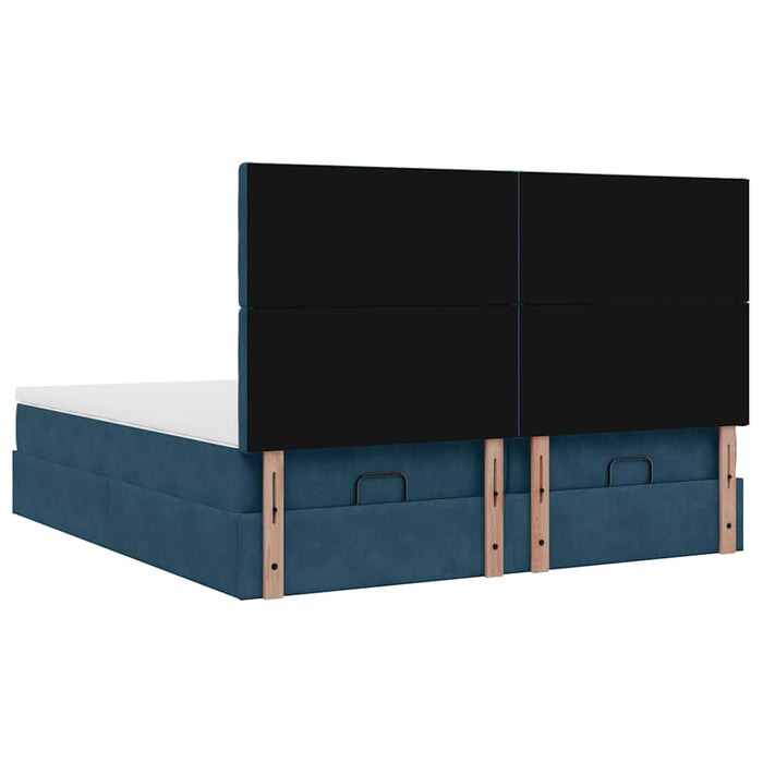 Cadru pat otoman cu saltele Albastru închis 180x200cm catifea - WALTI WALTI