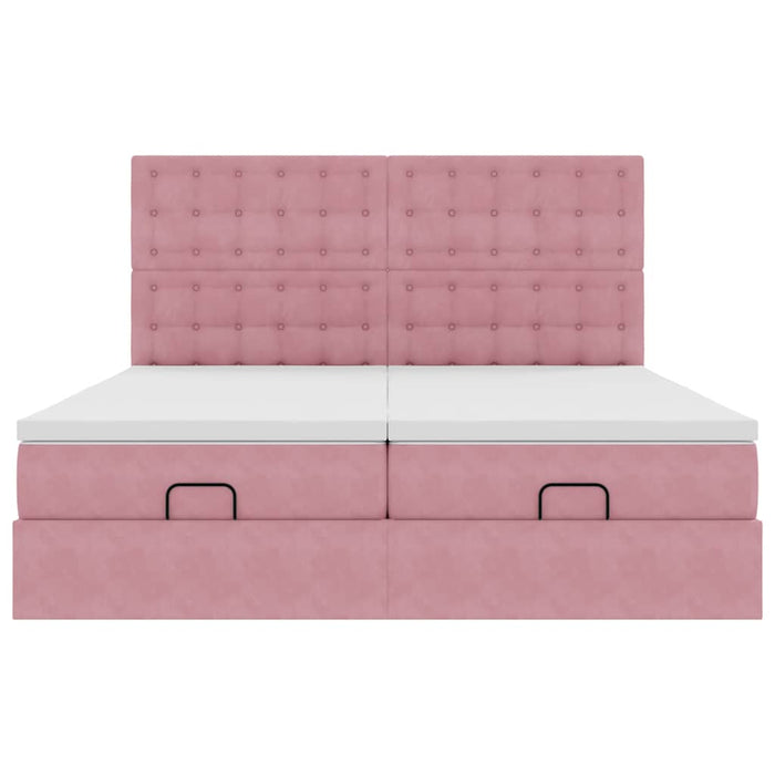 Cadru de pat otoman cu saltele Roz 180x200cm catifea - WALTI WALTI