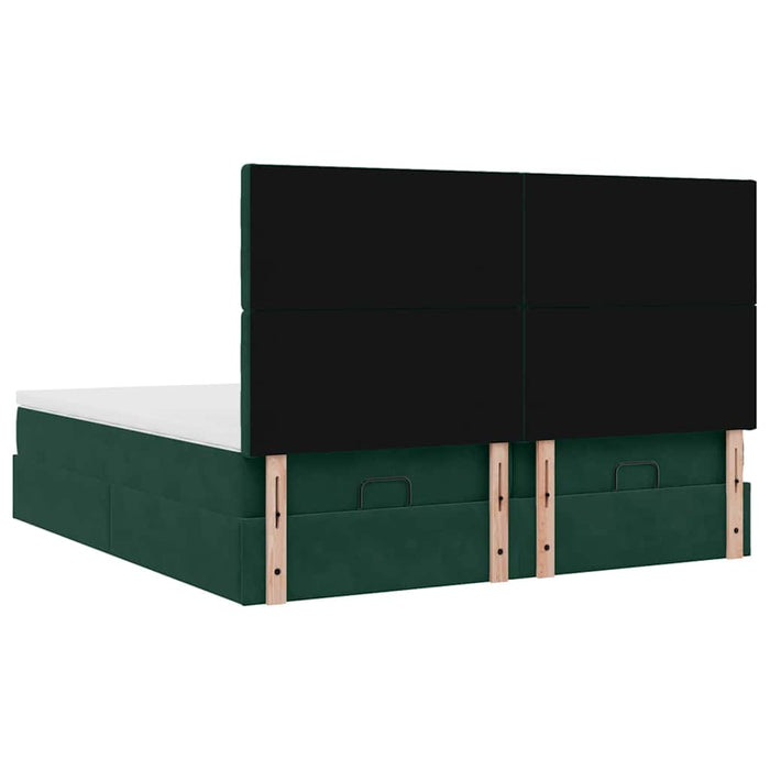 Cadru de pat otoman cu saltele Verde închis 200x200cm catifea - WALTI WALTI