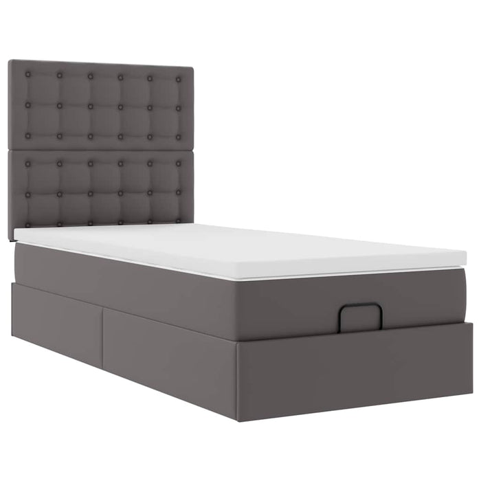 Cadru de pat otoman cu saltea gri 80x200cm piele artificială - WALTI WALTI
