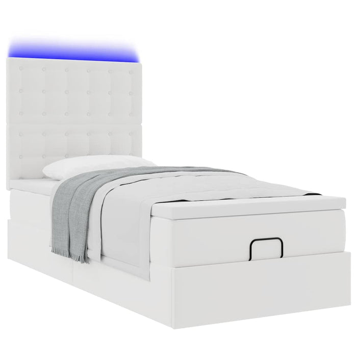 Cadru de pat otoman cu saltea alb 90x190cm piele artificială - WALTI WALTI