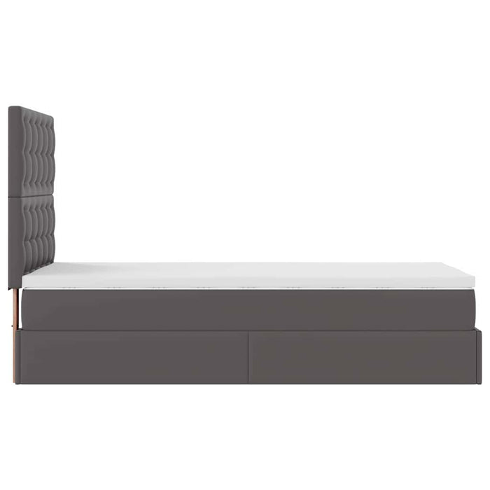Cadru de pat otoman cu saltea gri 90x190cm piele artificială - WALTI WALTI