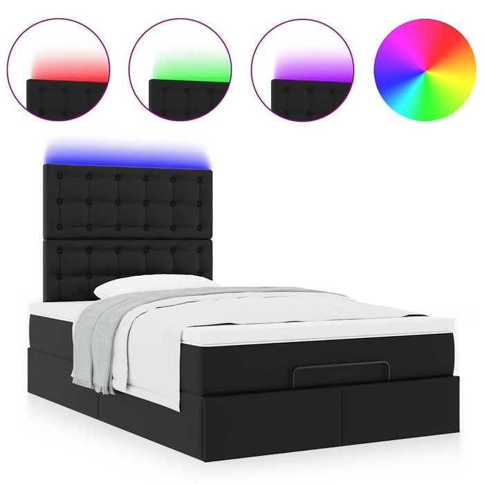 Cadru pat otoman cu saltea neagră 120x190 cm piele artificială - WALTI WALTI