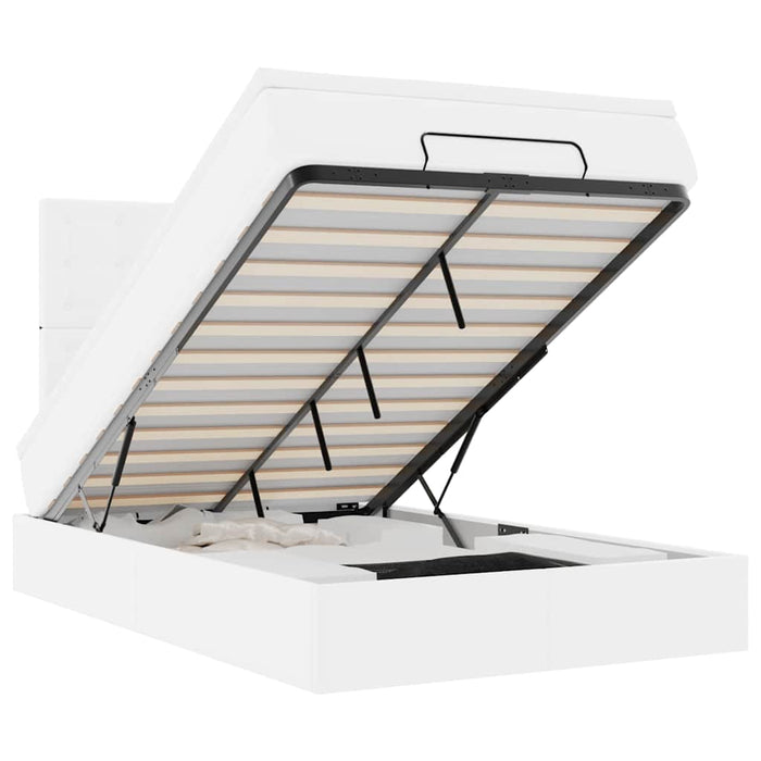 Cadru de pat otoman cu saltea alb 120x200cm piele artificială - WALTI WALTI