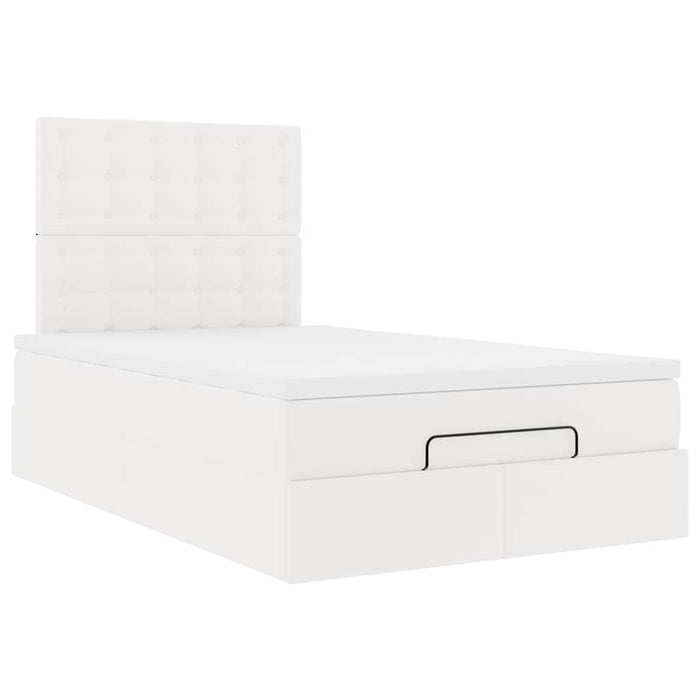 Cadru de pat otoman cu saltea alb 120x200cm piele artificială - WALTI WALTI