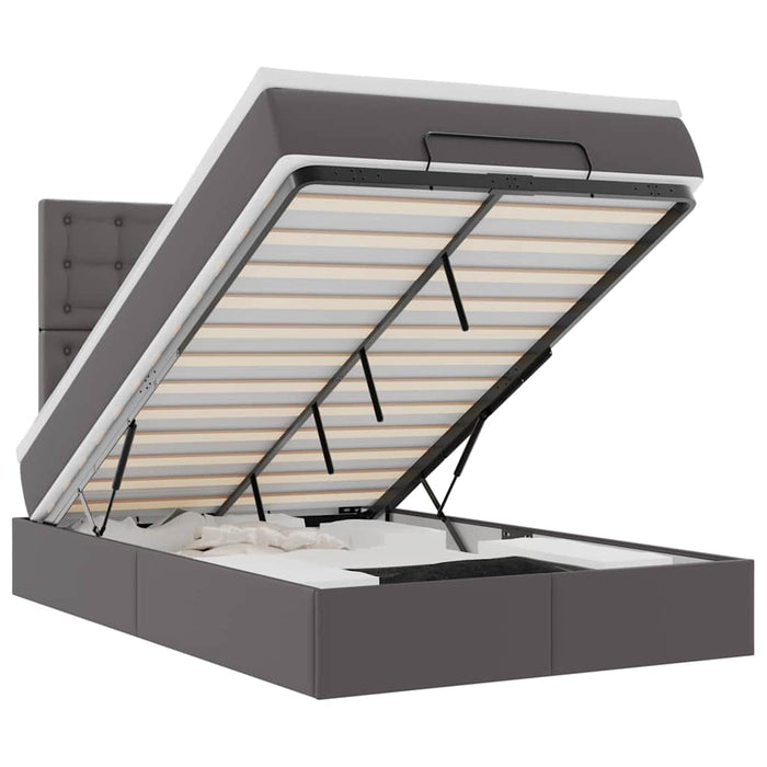 Cadru de pat otoman cu saltea gri 120x200cm piele artificială WALTI