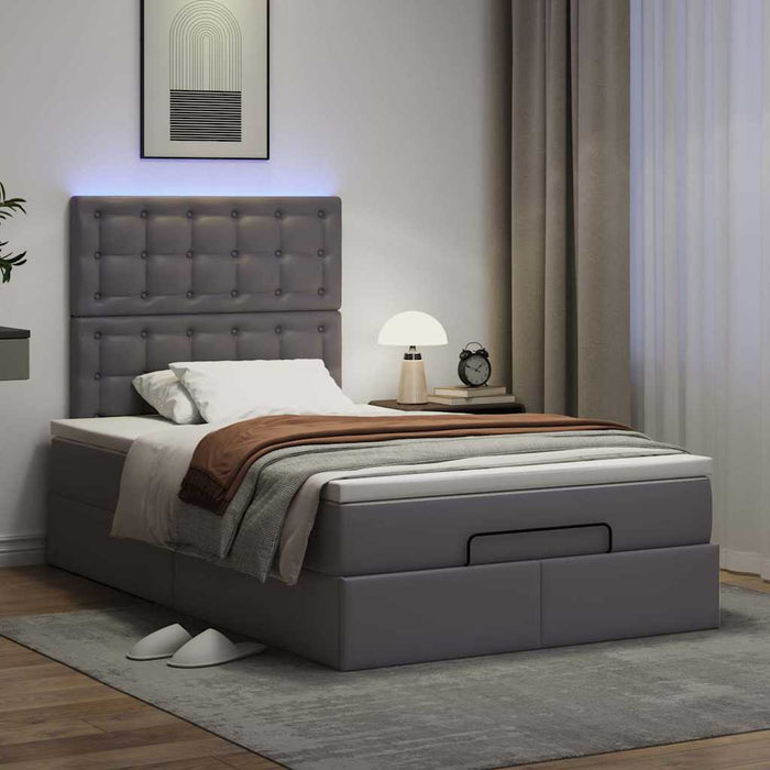 Cadru de pat otoman cu saltea gri 120x200cm piele artificială WALTI