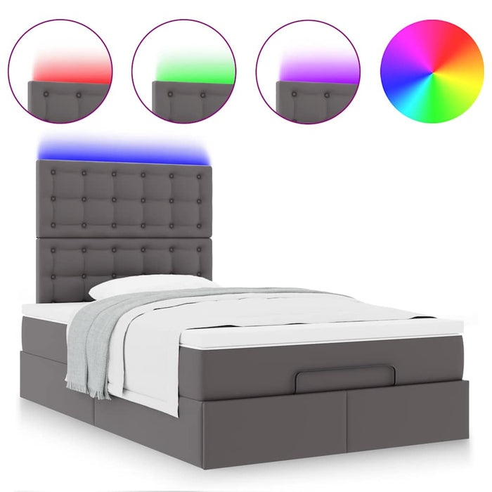 Cadru de pat otoman cu saltea gri 120x200cm piele artificială WALTI