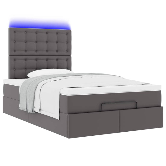 Cadru de pat otoman cu saltea gri 120x200cm piele artificială WALTI