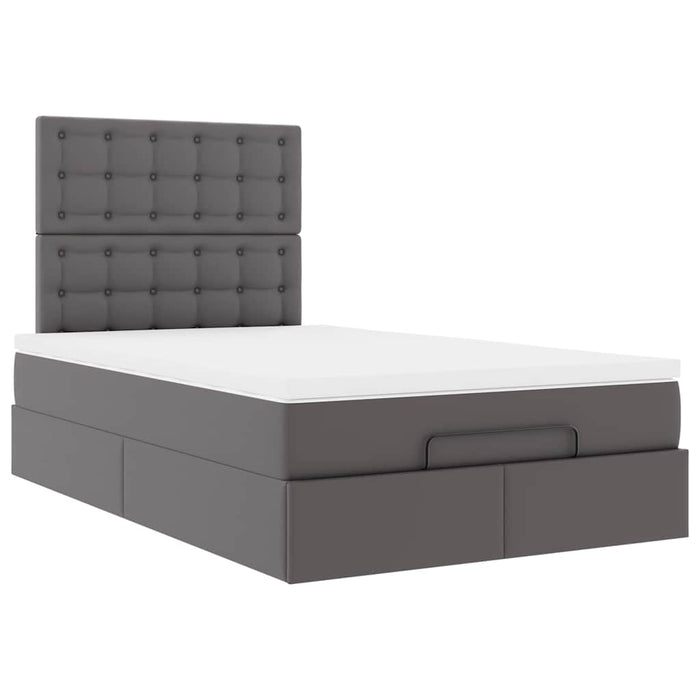 Cadru de pat otoman cu saltea gri 120x200cm piele artificială WALTI
