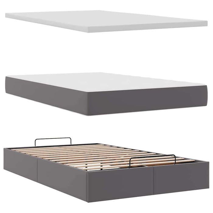 Cadru de pat otoman cu saltea gri 120x200cm piele artificială WALTI