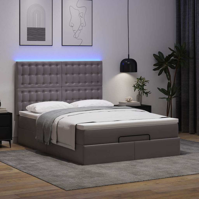 Cadru de pat otoman cu saltea gri 140x190cm piele artificială - WALTI WALTI