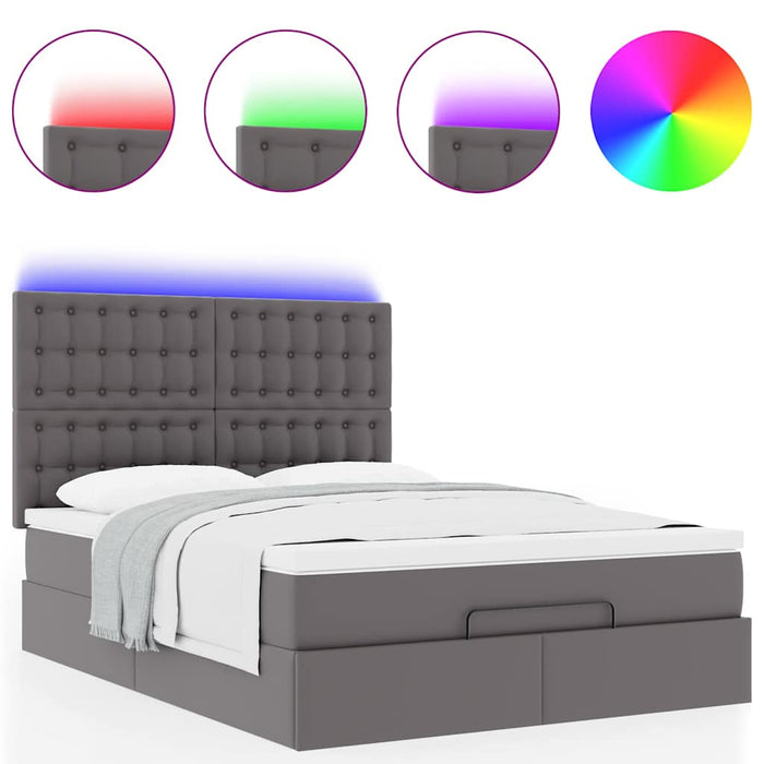 Cadru de pat otoman cu saltea gri 140x190cm piele artificială - WALTI WALTI