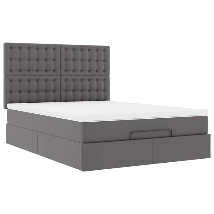 Cadru de pat otoman cu saltea gri 140x190cm piele artificială - WALTI WALTI