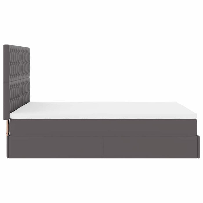 Cadru de pat otoman cu saltea gri 140x190cm piele artificială - WALTI WALTI