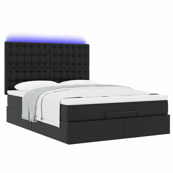 Cadru pat otoman cu saltea neagră 140x200cm piele artificială - WALTI WALTI