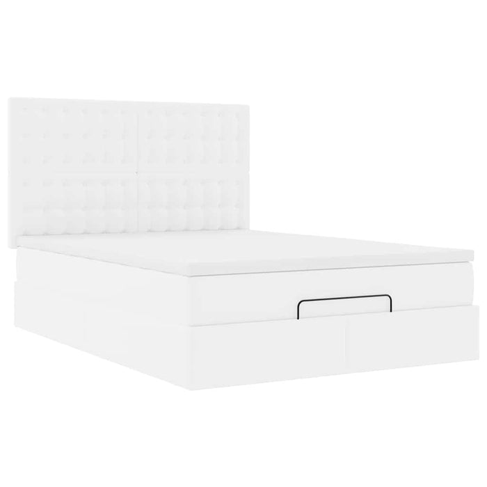 Cadru de pat otoman cu saltea alb 140x200cm piele artificială - WALTI WALTI