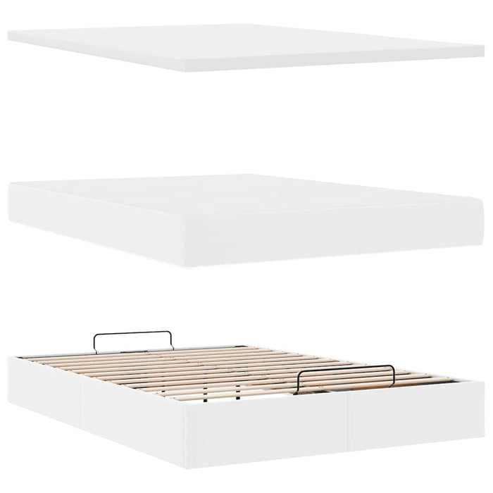 Cadru de pat otoman cu saltea alb 140x200cm piele artificială - WALTI WALTI