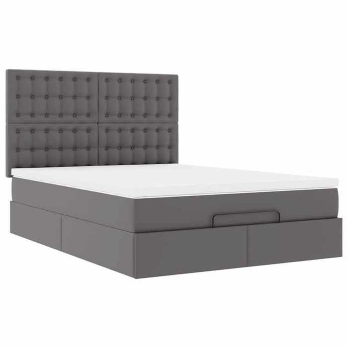 Cadru de pat otoman cu saltea gri 140x200cm piele artificială - WALTI WALTI