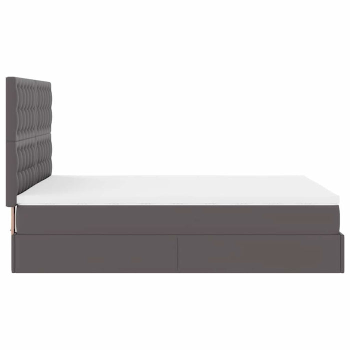 Cadru de pat otoman cu saltea gri 140x200cm piele artificială - WALTI WALTI
