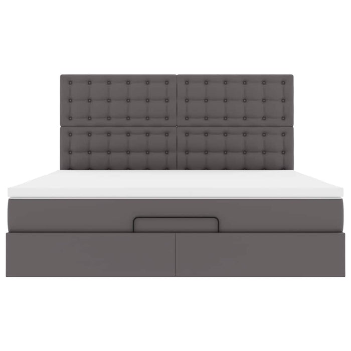 Cadru de pat otoman cu saltea gri 160x200cm piele artificială - WALTI WALTI