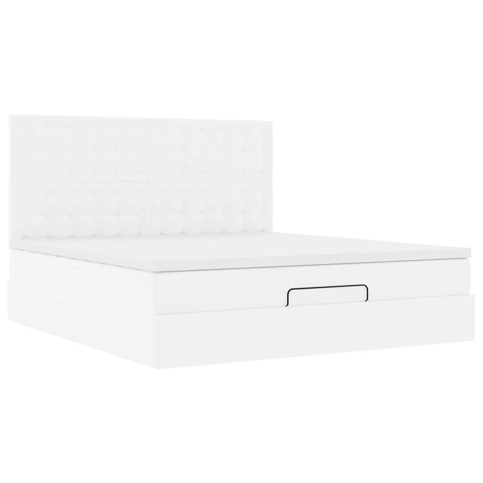 Cadru de pat otoman cu saltele alb 180x200cm piele artificială - WALTI WALTI