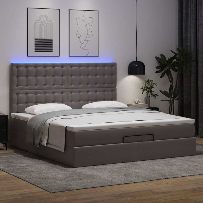Cadru de pat otoman cu saltele Gri 180x200cm piele artificială - WALTI WALTI