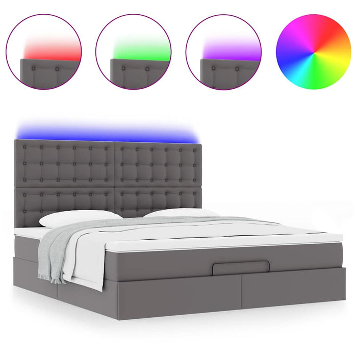 Cadru de pat otoman cu saltele Gri 180x200cm piele artificială - WALTI WALTI