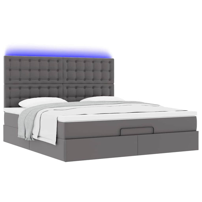 Cadru de pat otoman cu saltele Gri 180x200cm piele artificială - WALTI WALTI