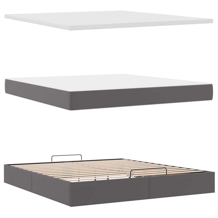 Cadru de pat otoman cu saltele Gri 180x200cm piele artificială - WALTI WALTI