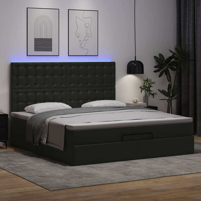 Cadru de pat otoman saltele Negru 200x200cm piele artificială - WALTI WALTI