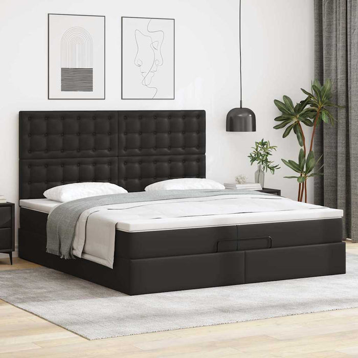 Cadru de pat otoman saltele Negru 200x200cm piele artificială - WALTI WALTI