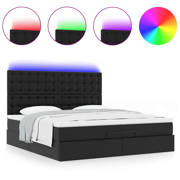 Cadru de pat otoman saltele Negru 200x200cm piele artificială - WALTI WALTI