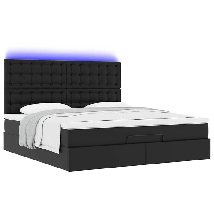 Cadru de pat otoman saltele Negru 200x200cm piele artificială - WALTI WALTI