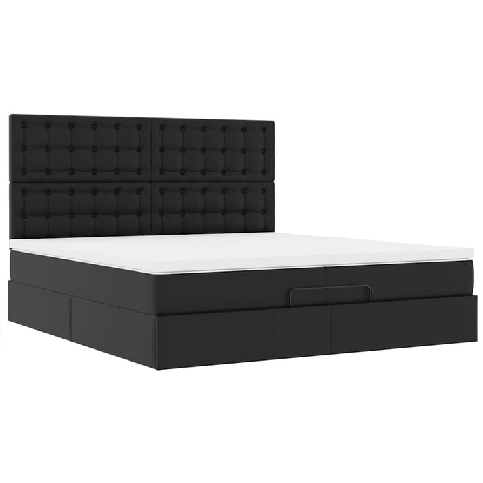 Cadru de pat otoman saltele Negru 200x200cm piele artificială - WALTI WALTI