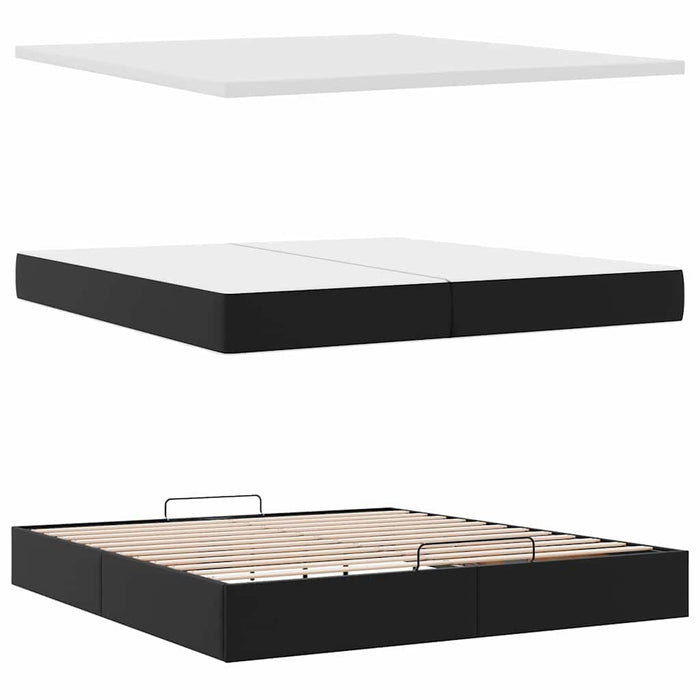 Cadru de pat otoman saltele Negru 200x200cm piele artificială - WALTI WALTI
