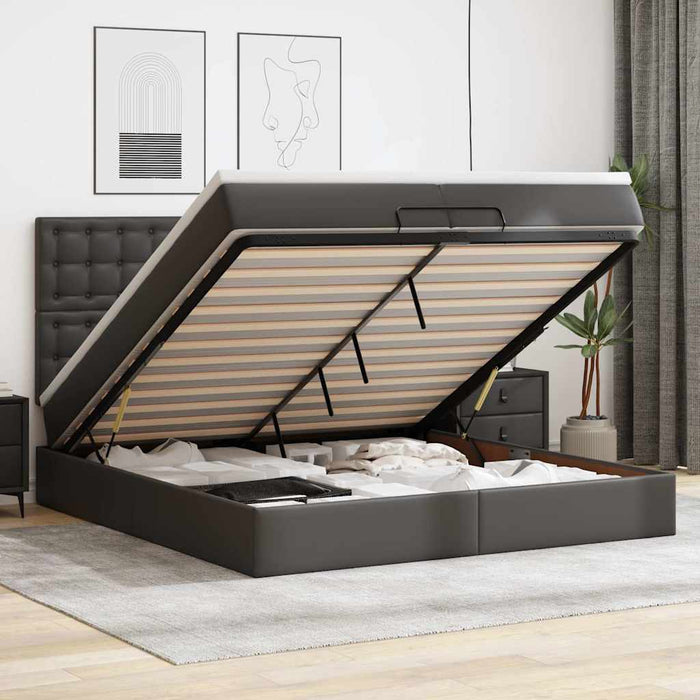 Cadru de pat otoman saltele Negru 200x200cm piele artificială - WALTI WALTI