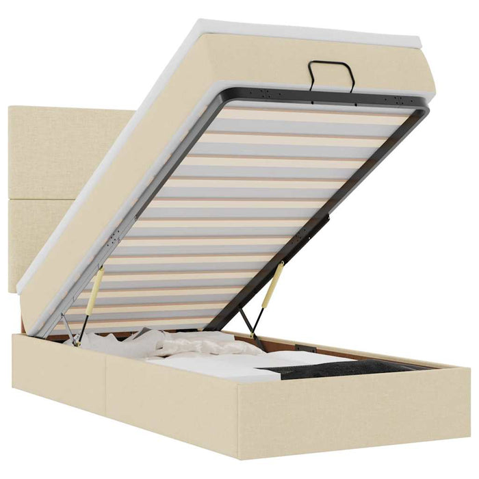 Cadru de pat otoman cu saltea crem 80x200cm stofa - WALTI WALTI