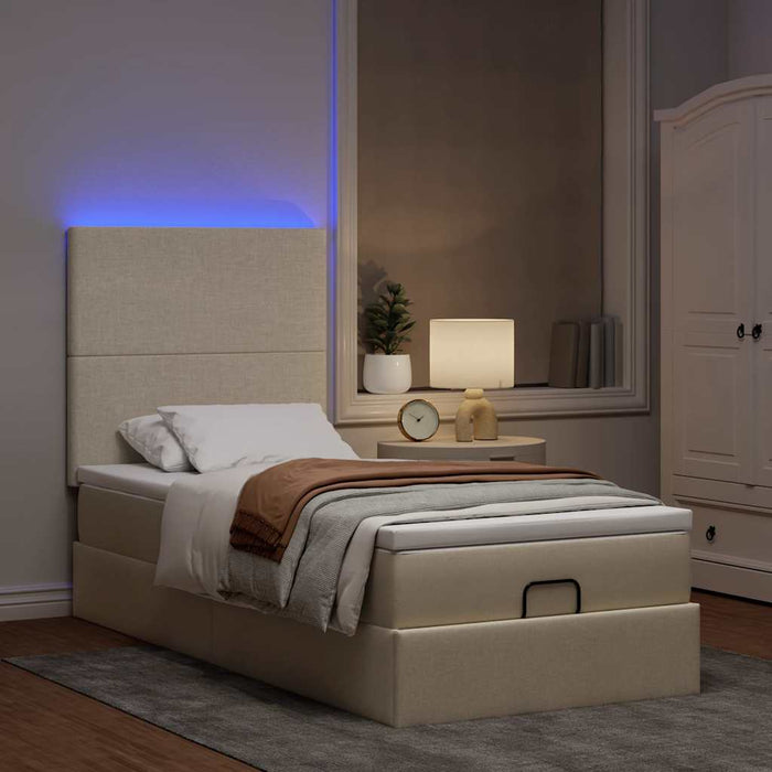 Cadru de pat otoman cu saltea crem 80x200cm stofa - WALTI WALTI