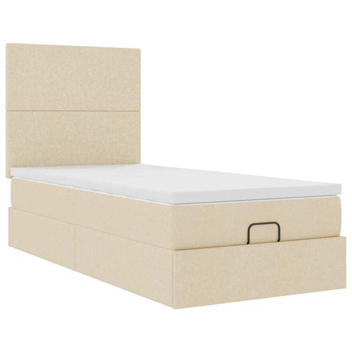 Cadru de pat otoman cu saltea crem 80x200cm stofa - WALTI WALTI
