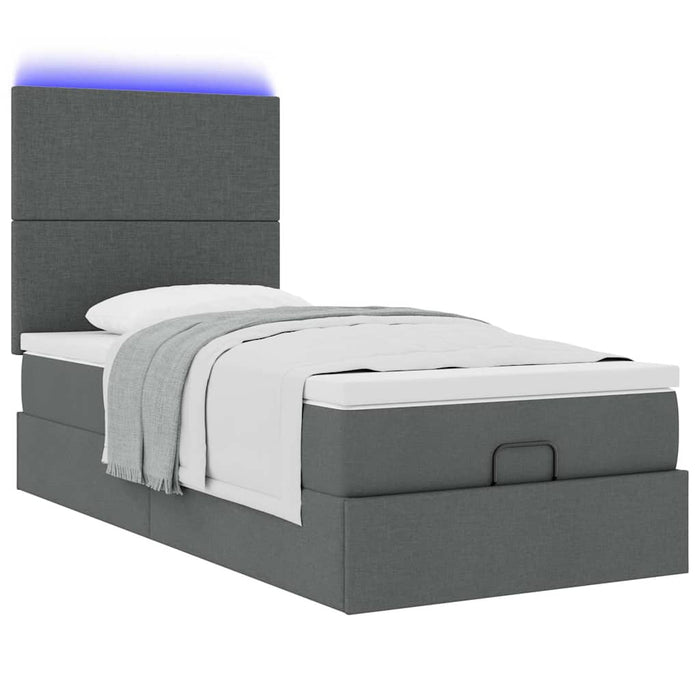 Pat otoman cu saltea și LED-uri, gri închis, 90x200 cm, textil - WALTI WALTI