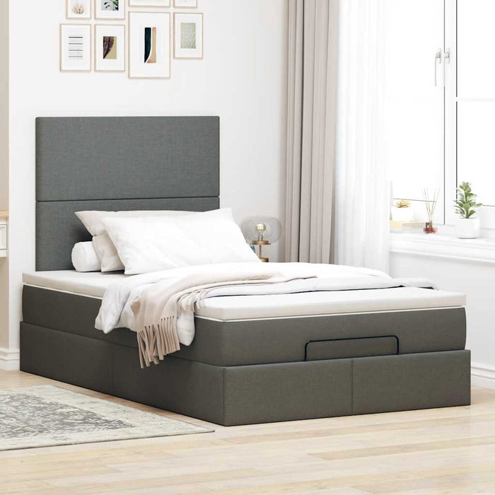 Cadru pat otoman cu saltea țesătură gri închis 120x190 cm - WALTI WALTI