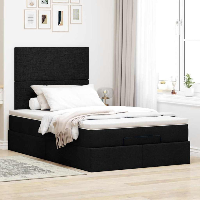 Cadru de pat otoman cu saltea Negru 120x190 cm Tesatura - WALTI WALTI